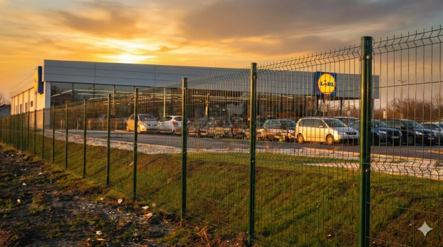 Oplotenie pozemku Lidl v Kútoch - montáž oplotenia zo zváraného pletiva hortaplast