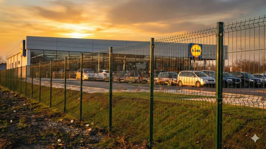 Oplotenie pozemku Lidl v Kútoch - montáž oplotenia zo zváraného pletiva hortaplast